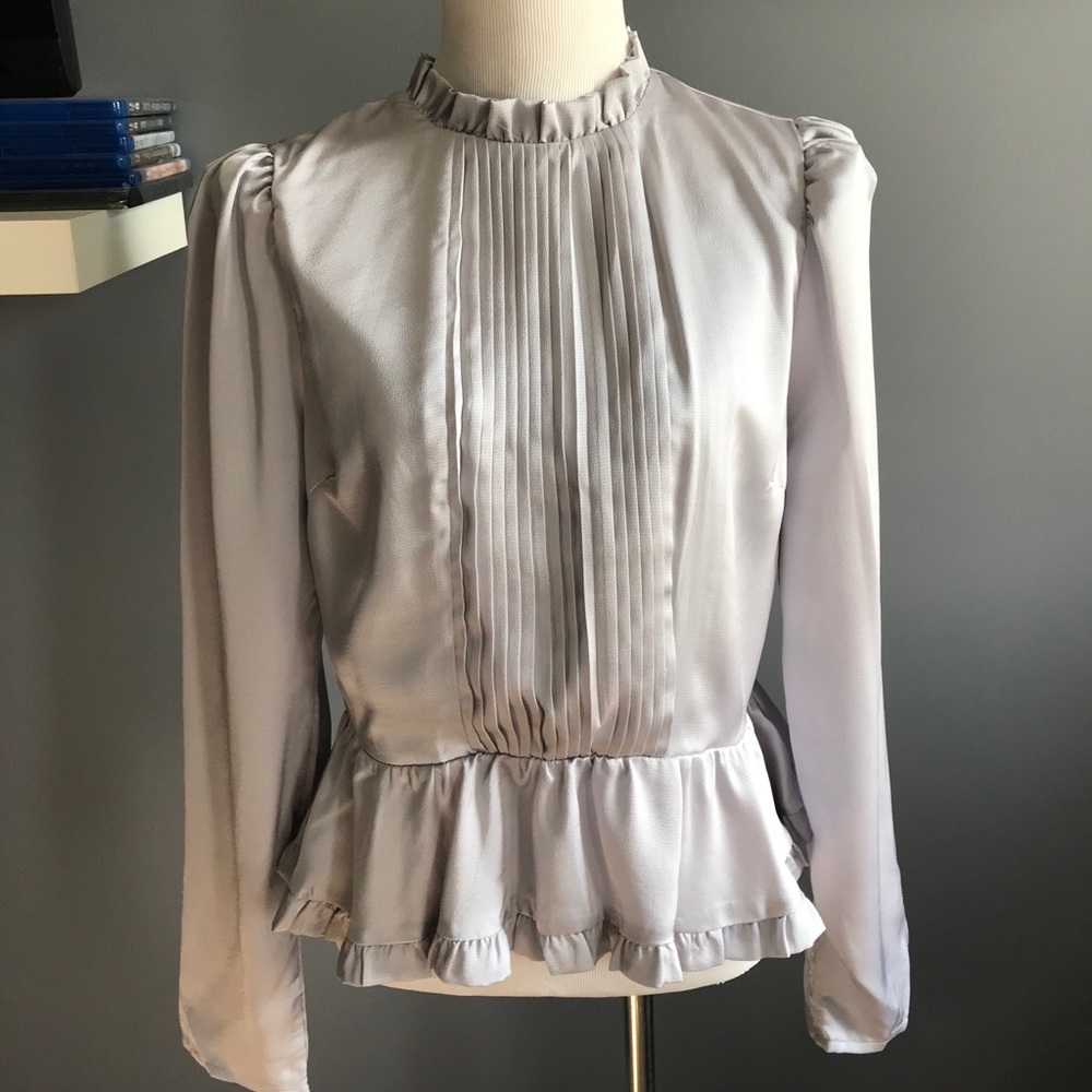Silver ruffle shirt